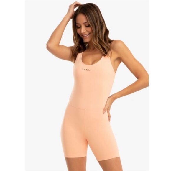 KORAL Test Blackout Short Jumpsuit In Pompano Orange - Picture 2 of 7